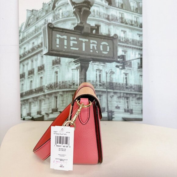 Coach C8607 Georgie Shoulder Bag In Colorblock IN Faded Blush Taffy - Picture 5 of 9